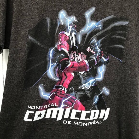 Montreal Comic Con Superhero Charcoal Gray Tee Men's Large - Picture 2 of 4